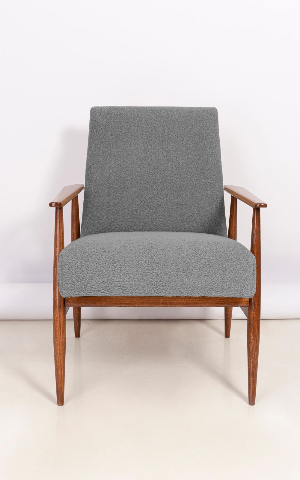 photo vintage Pair Of Mid Century Grey Bouclé Dante Armchairs, H. Lis, 1960s