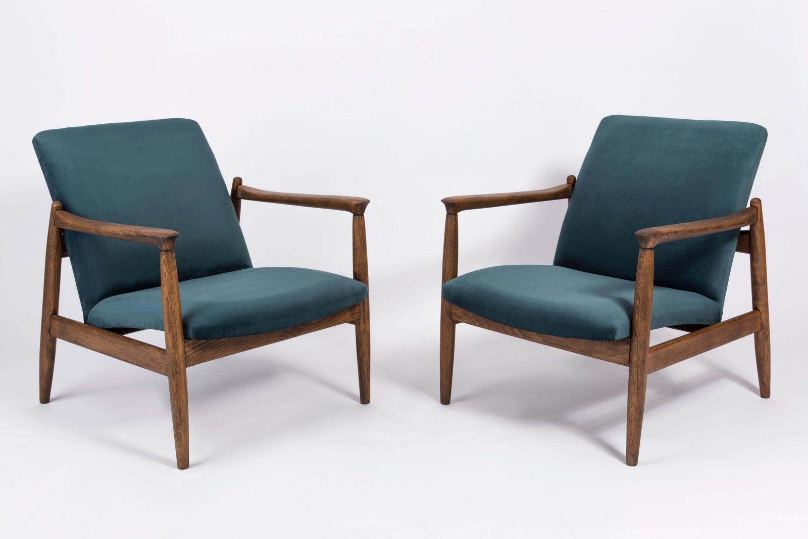 Pair Of Petrol Blue Armchairs, Edmund Homa, 1960s photo furniture