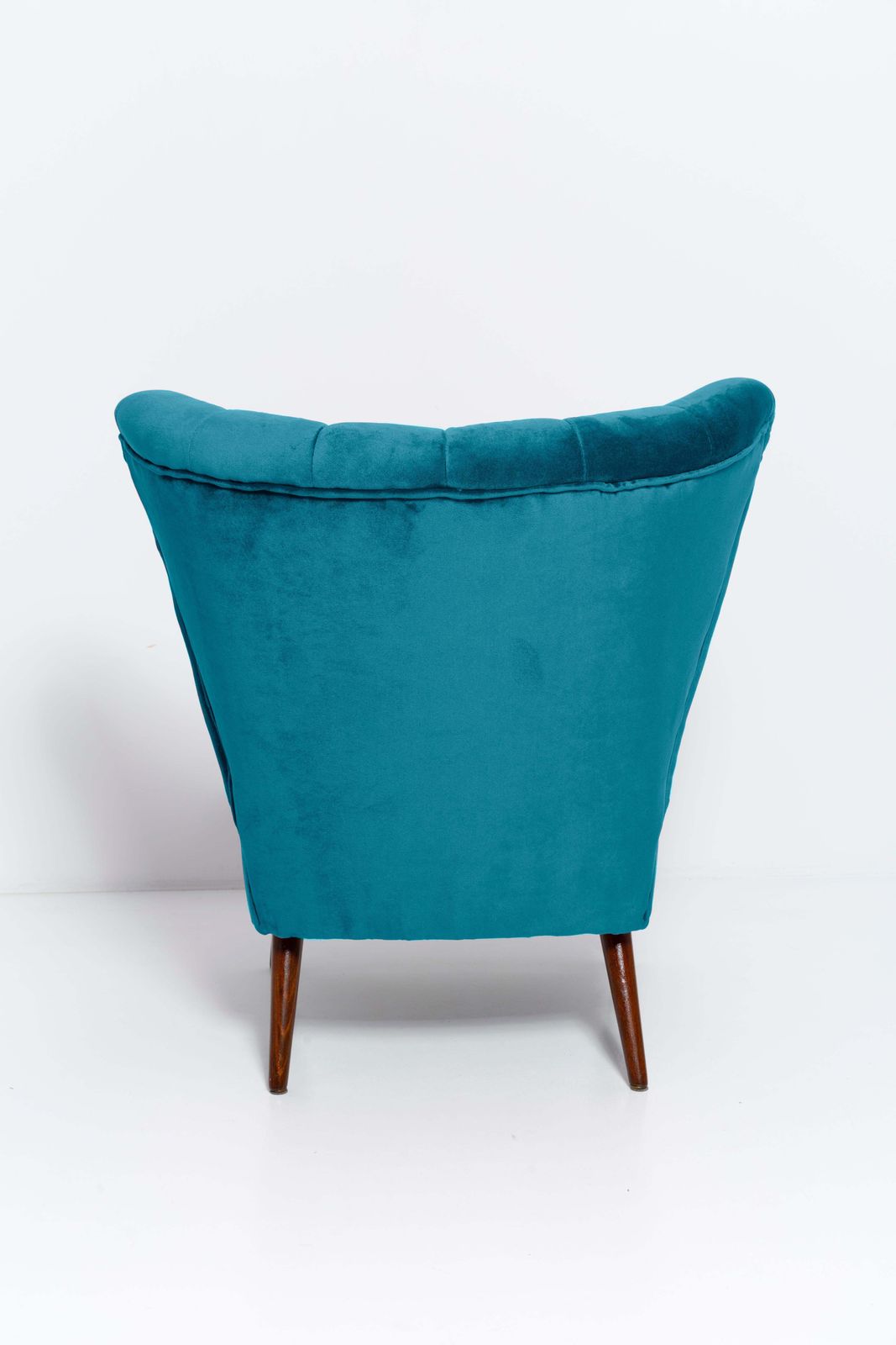 photo vinterior Set Van Twee Mid Century Petrolblauwe Fluwelen Club Fauteuils, Europa, Jaren 1960