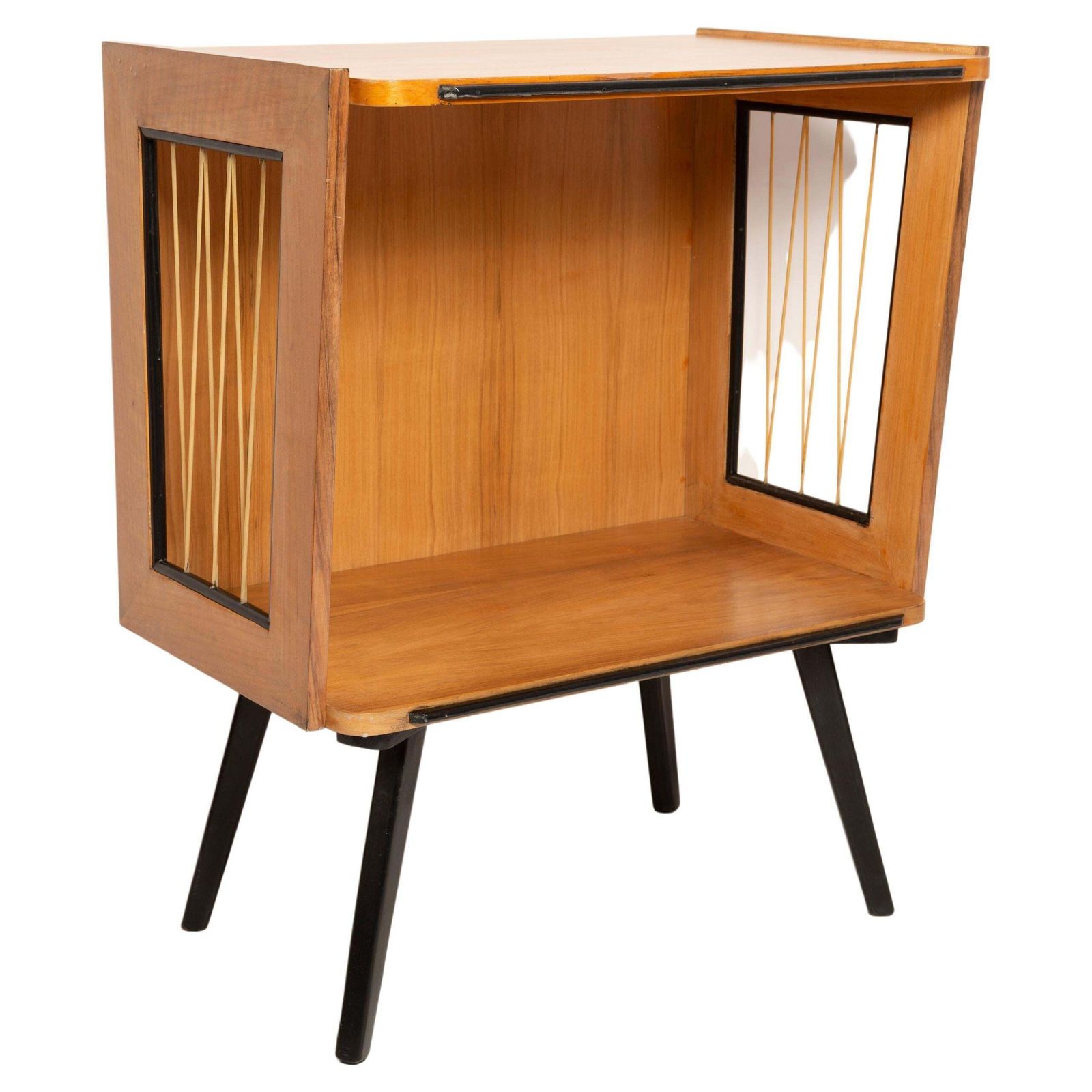 Mid Century Modern Vintage Tv Side Table, Beechwood, Poland, 1960s