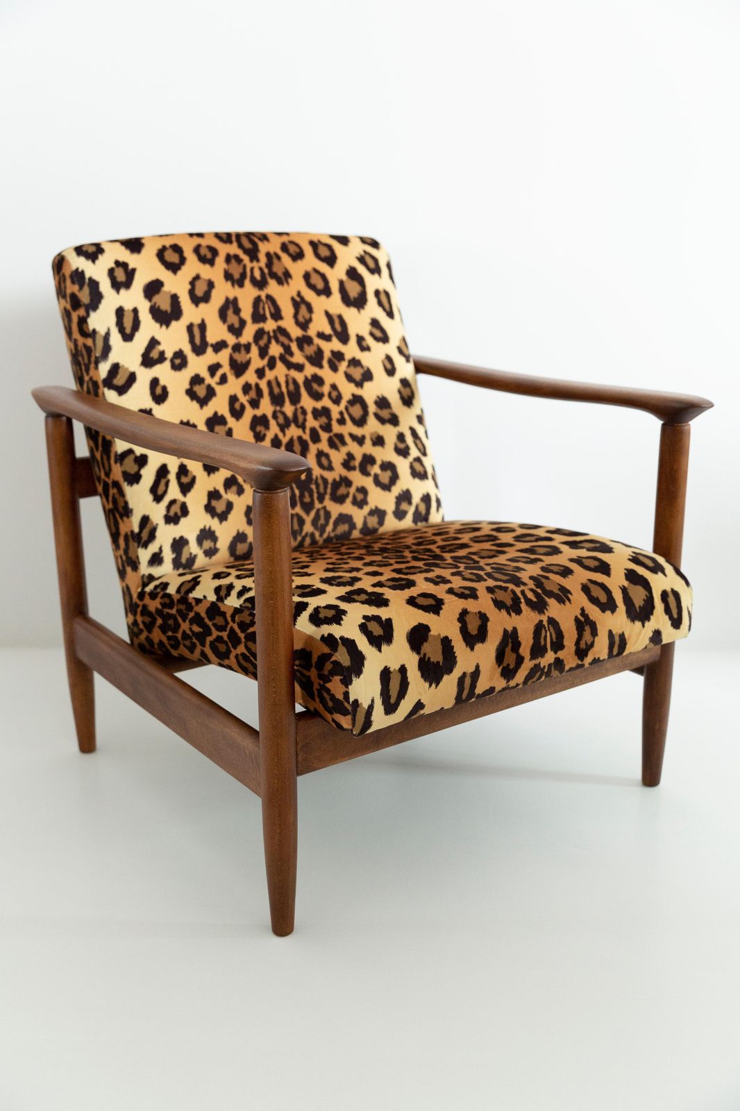 photo for sale Set Of Two Leopard Print Velvet Armchairs, Edmund Homa, Gfm 142, 1960s, Poland