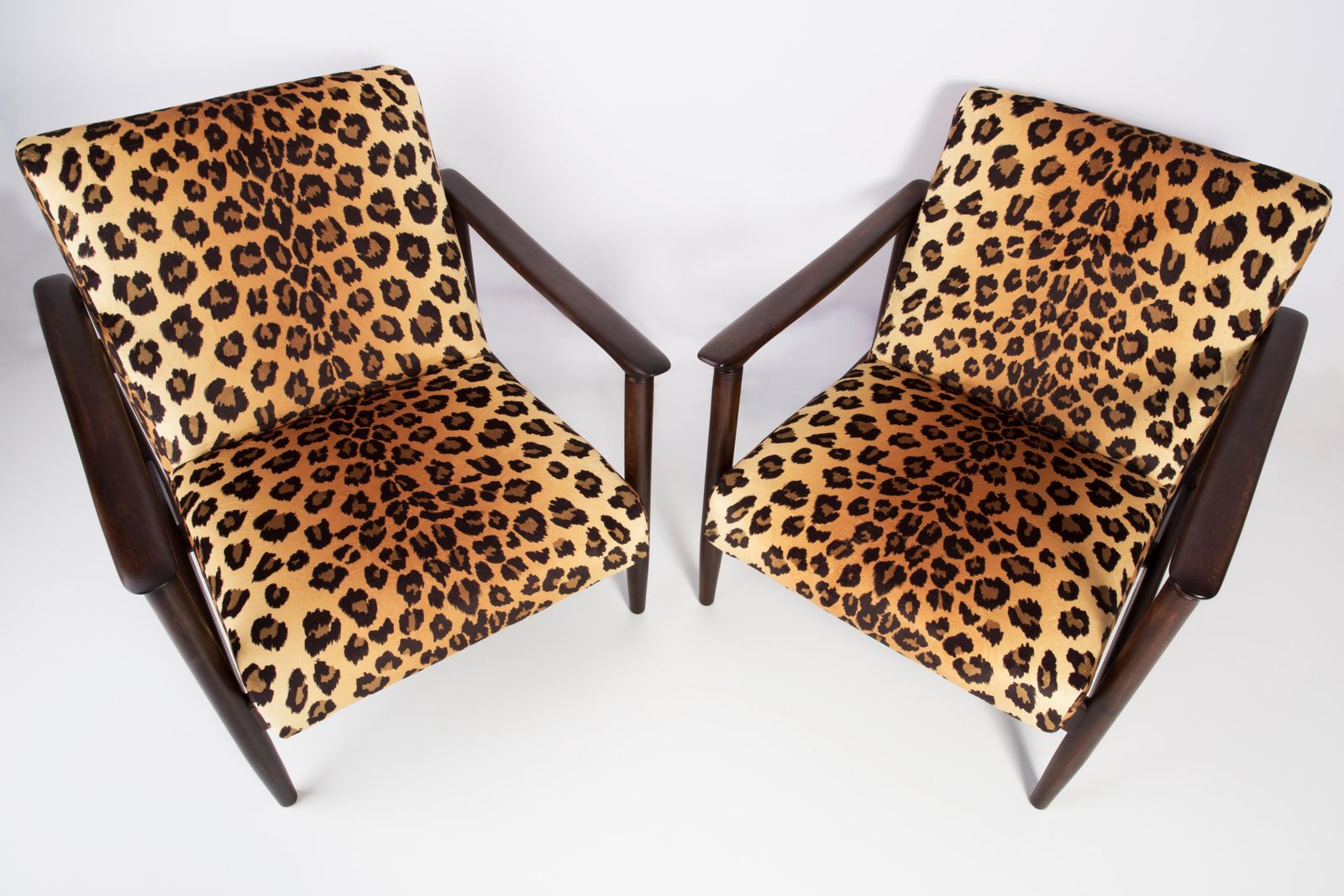 Two Leopard Velvet Armchairs, Hollywood Regency, Edmund Homa, 1960s, Poland photo Furniture