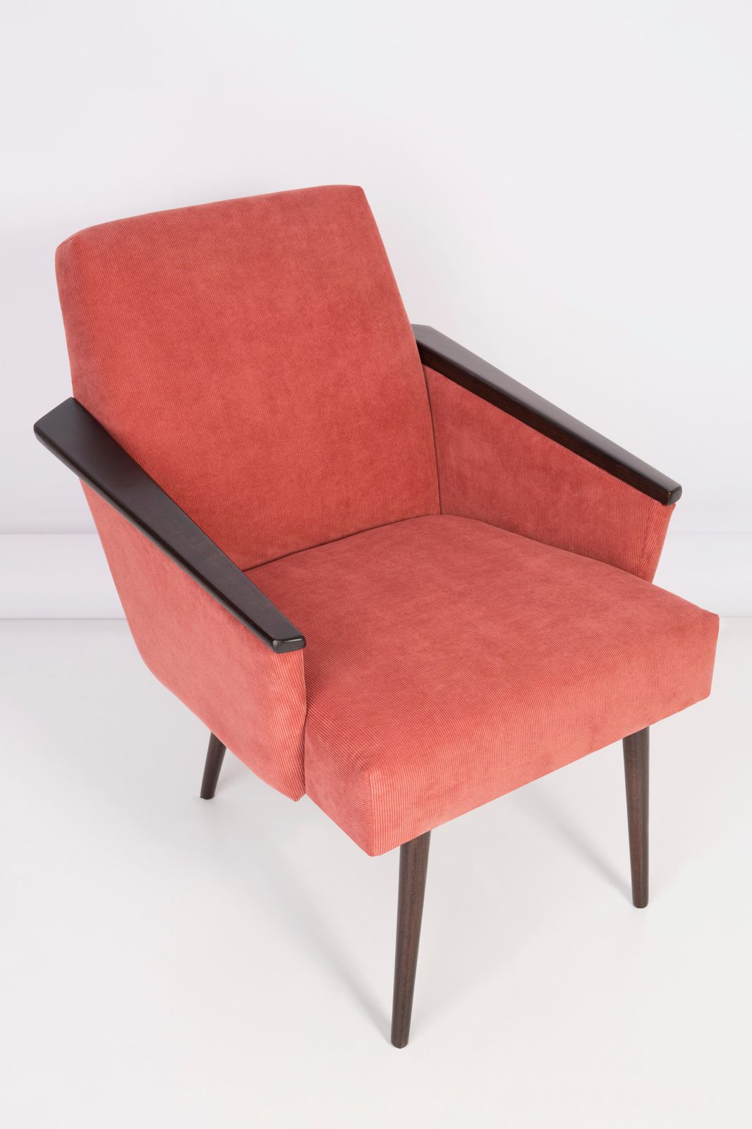 Paar Mid Century Fauteuils Met Roze Corduroy Bekleding, Jaren 1960 photo buy