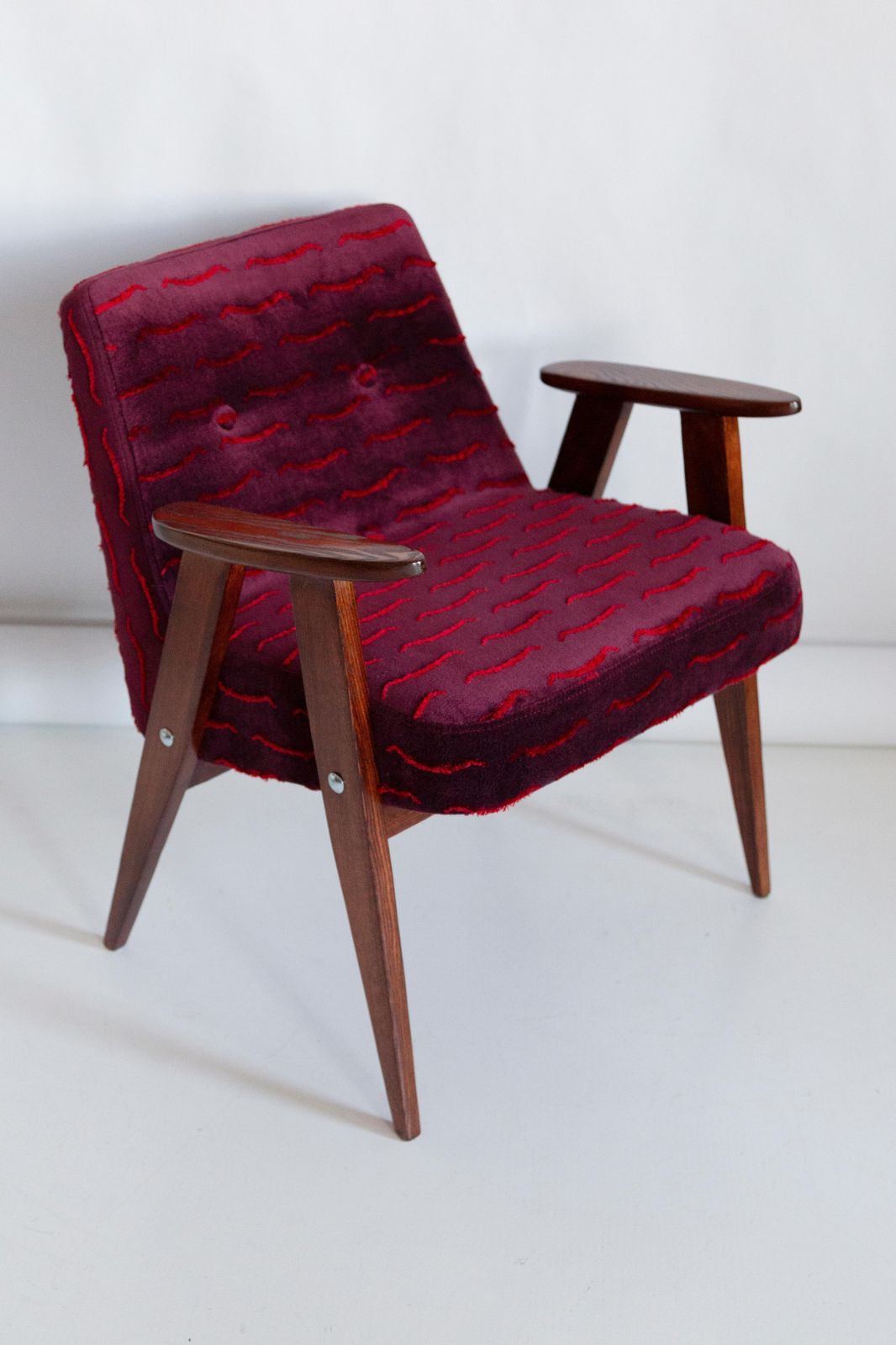 photo furniture Pair Of Mid Century 366 Armchairs, Dark Velvet, By J Chierowski, Europe, 1960s
