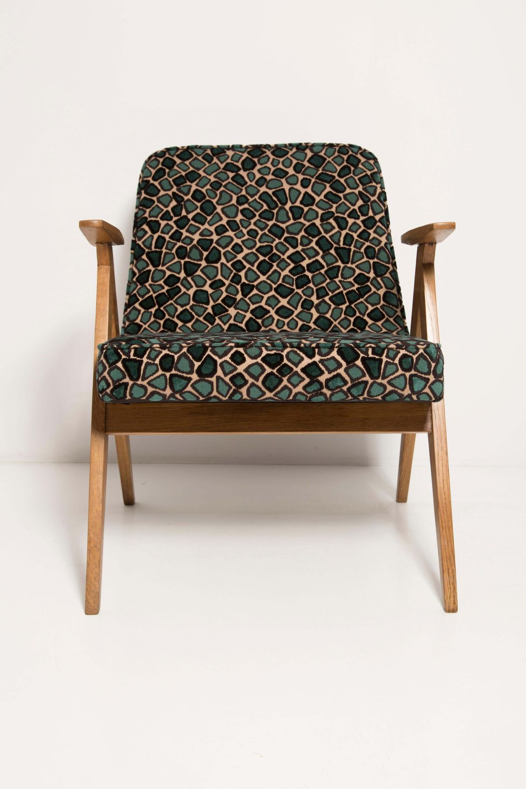 photo for sale Two Mid Century 366 Armchairs In Leopard Velvet, By Chierowski, Europe, 1960s