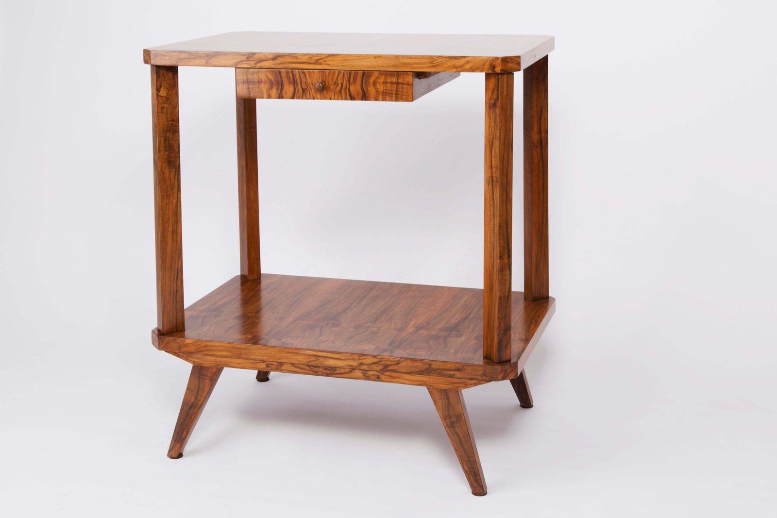 Mid Century Modern Vintage Tv Side Table, Beechwood, Poland, 1960s photo for sale