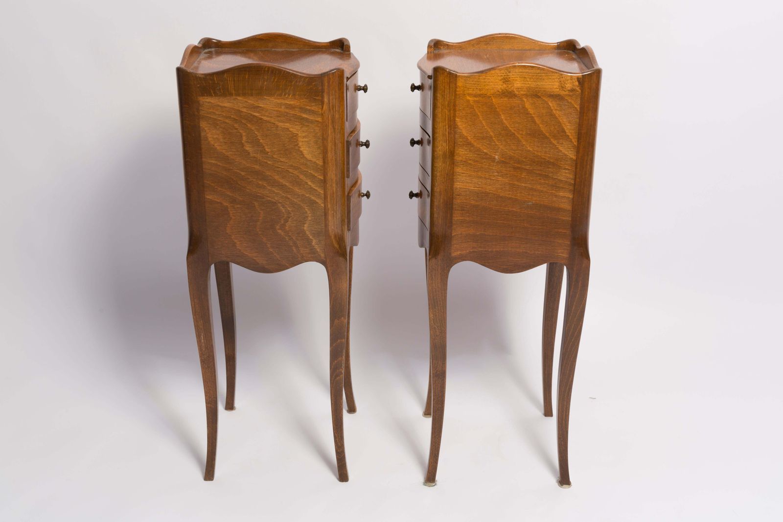 Furniture Set Of Two Mid Century Night Tables, Wood, France, 1960s photo