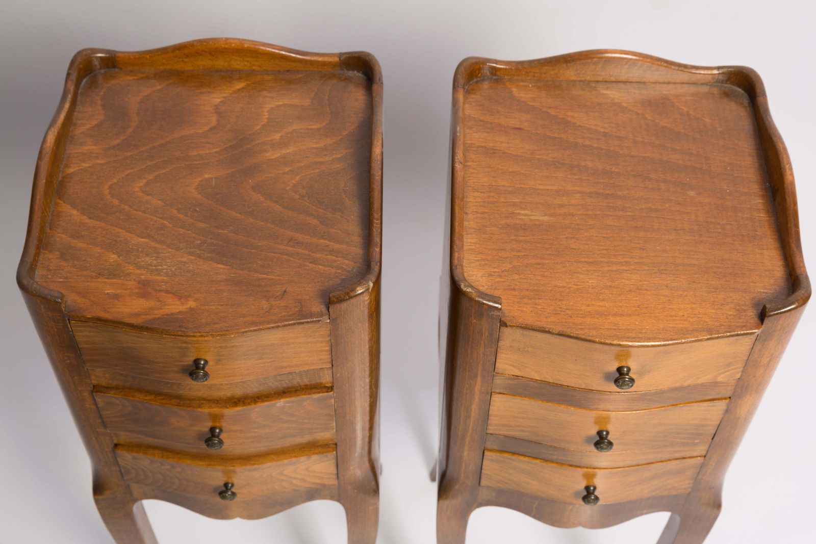 849.0 Set Of Two Mid Century Night Tables, Wood, France, 1960s photo
