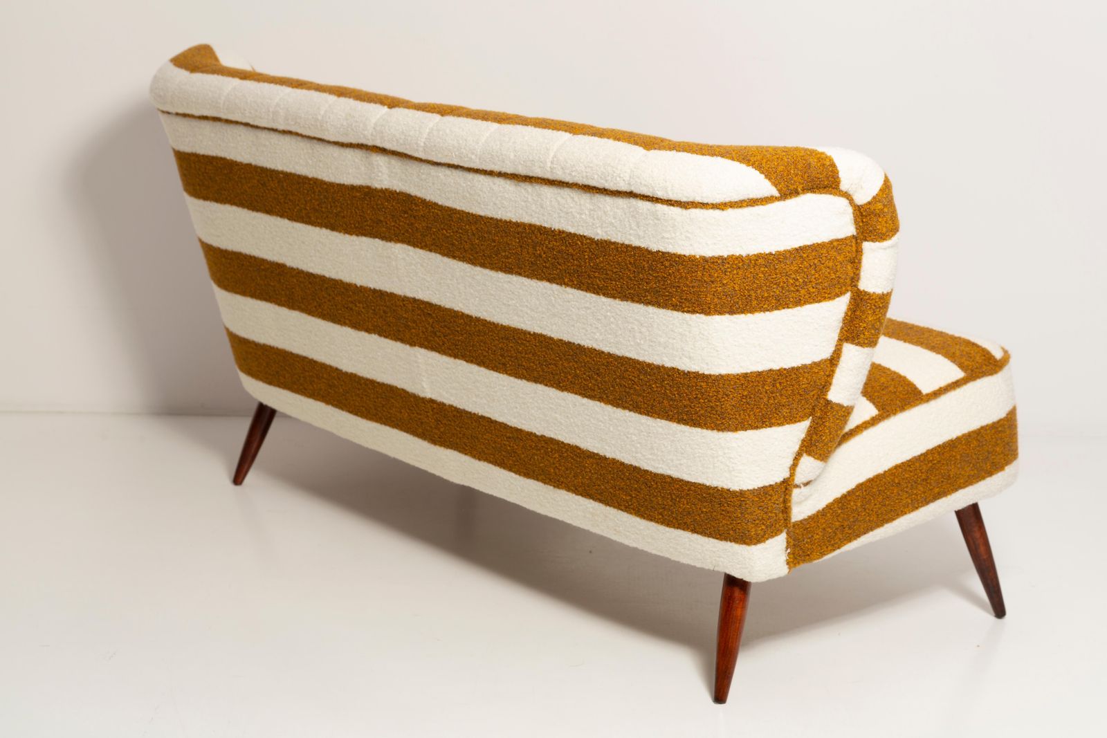 Mid Century White And Mustard Boucle Club Sofa, Europe, 1960s photo vinterior