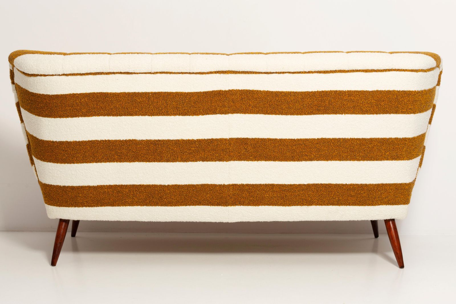 Mid Century White And Mustard Boucle Club Sofa, Europe, 1960s photo vintage
