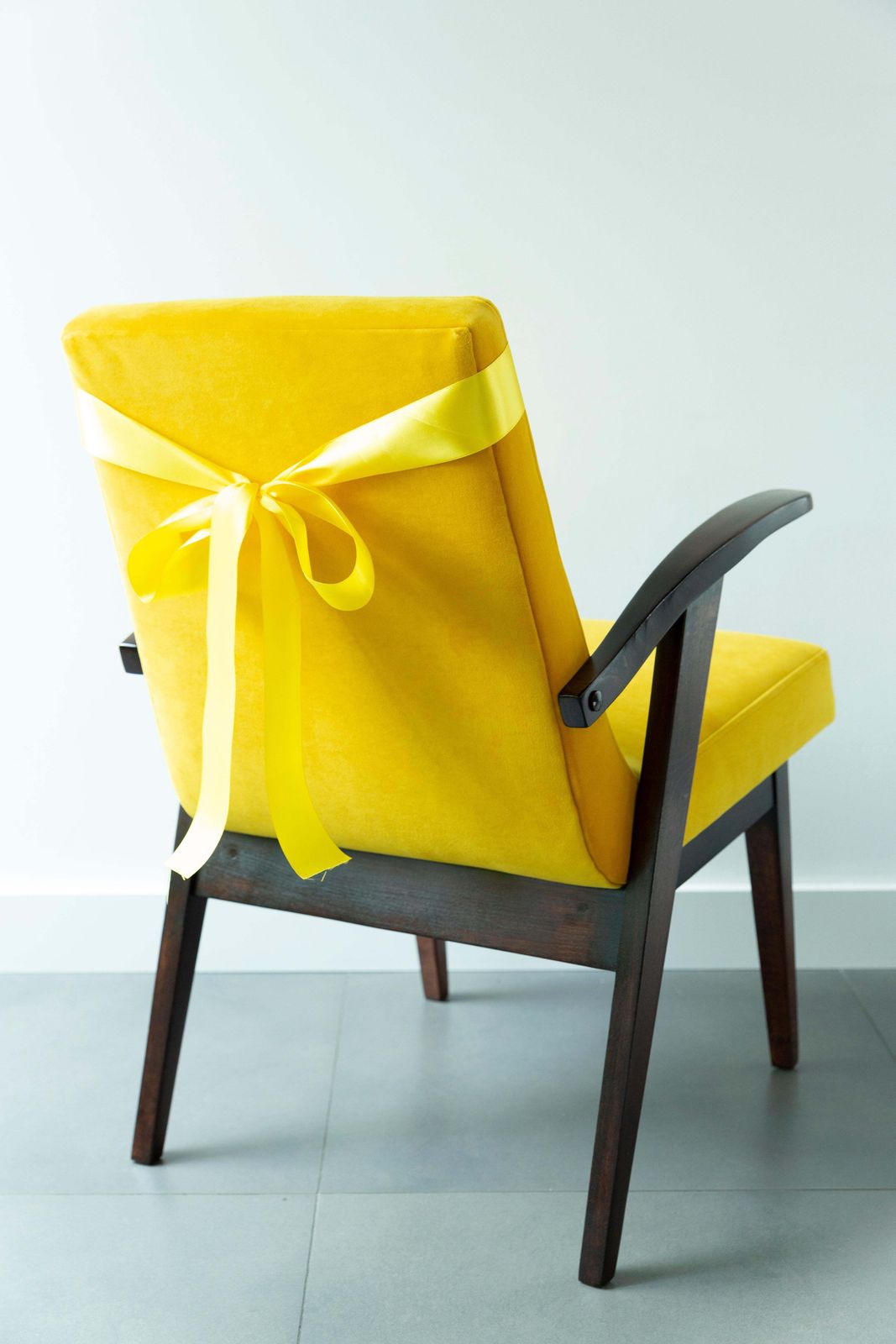 Set Of Four Vintage Chairs In Yellow Velvet By Mieczyslaw Puchala, 1960s photo 3403.0