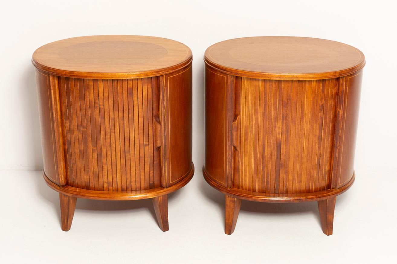 Set Of Two Mid Century Vintage Night Tables, Beech Wood, Europe, 1960s photo for sale