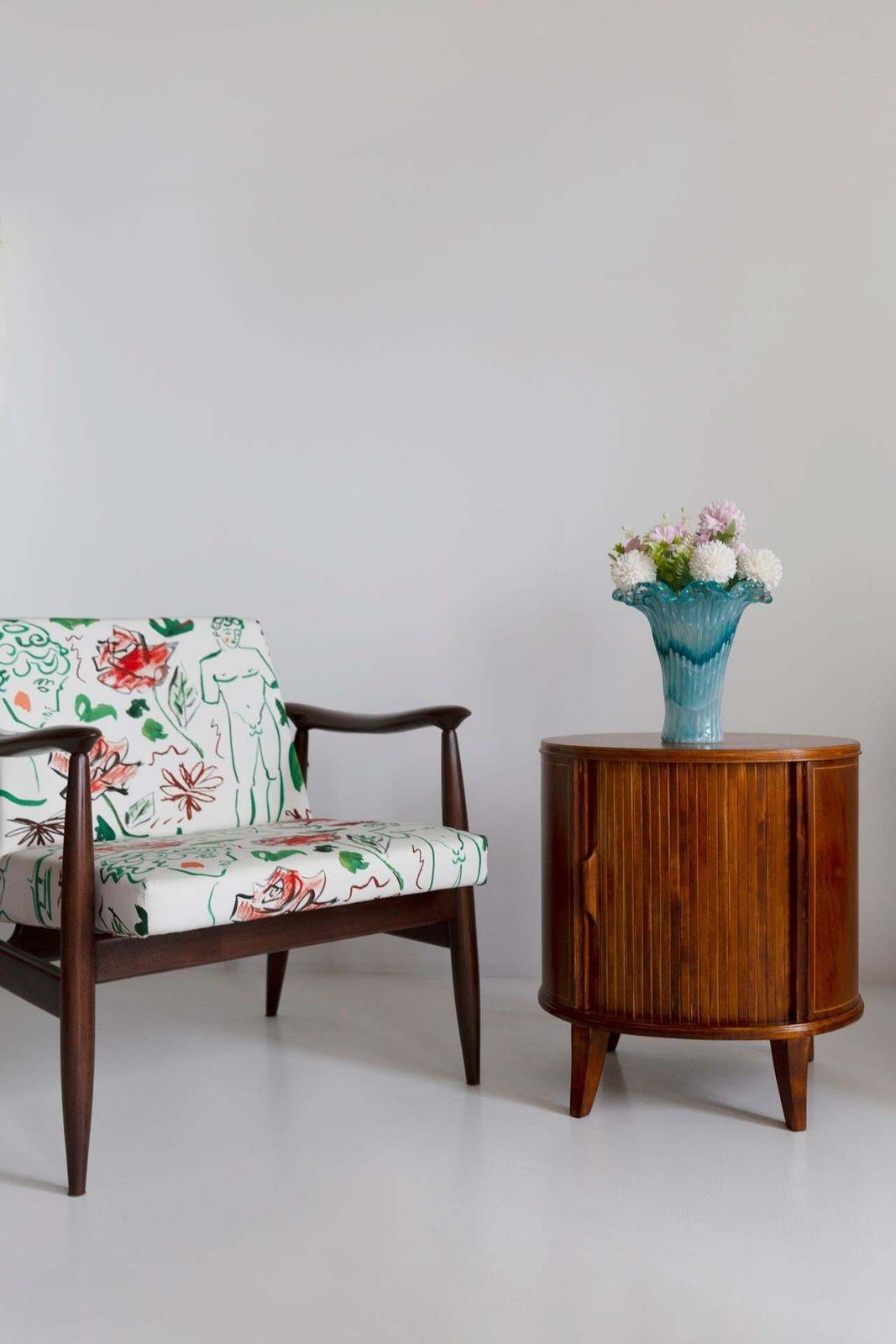 photo furniture Set Of Two Mid Century Vintage Night Tables, Beech Wood, Europe, 1960s