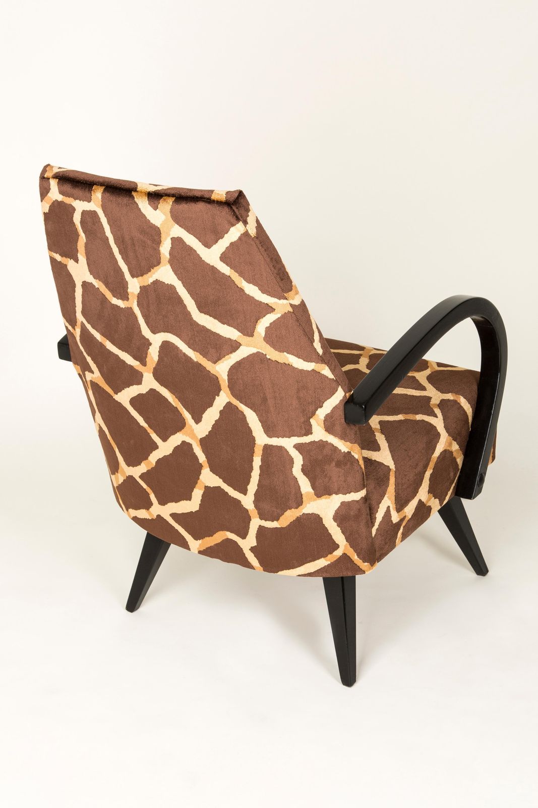 photo for sale 20th Century Pair Of Giraffe Brown And Beige Armchairs, 1960s