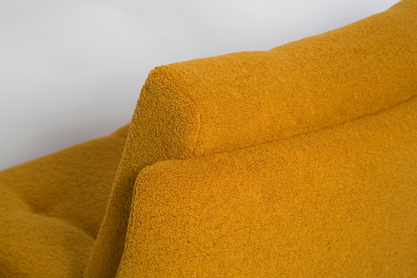 Pair Of Mid Century Vintage Ochre Yellow Boucle Atlantis Big Armchairs, 1960s photo buy