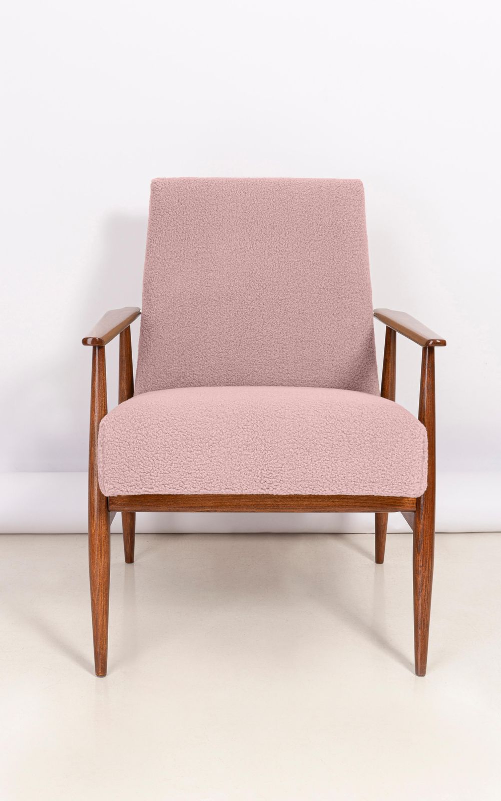 Six Dusty Pink Bouclé Dante Armchairs, H. Lis, Europe, 1960s photo 5102.0