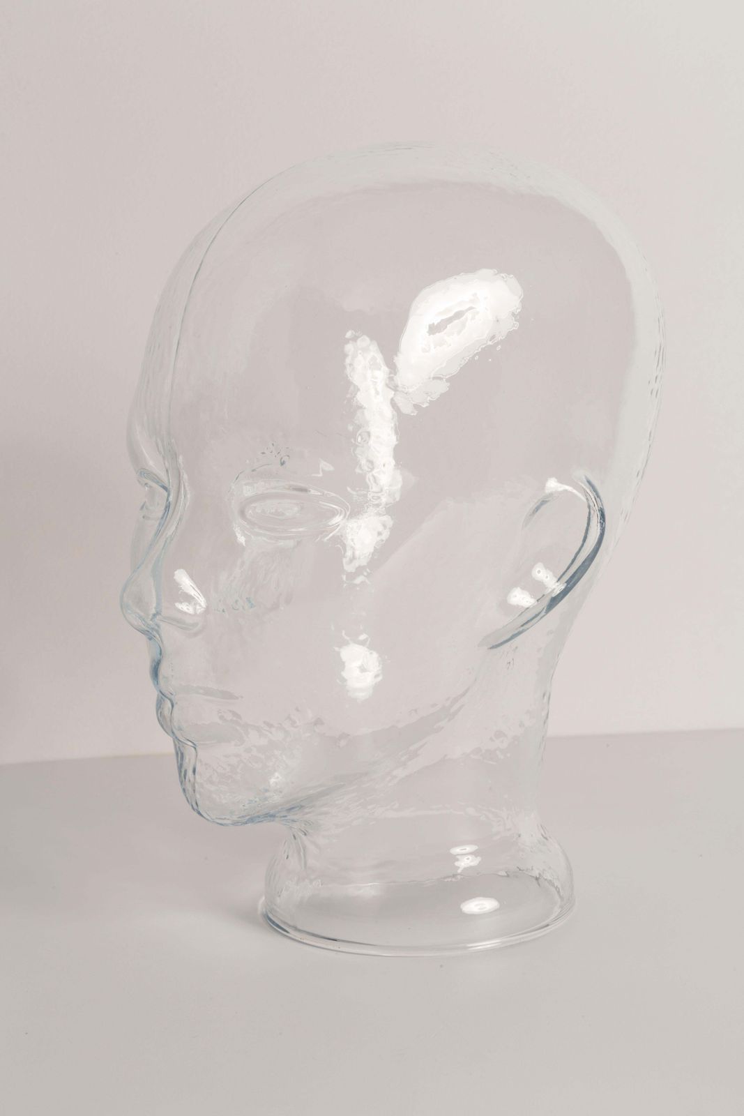 Transparent Vintage Decorative Mannequin Glass Head Sculpture, 1970s, Germany photo vintage
