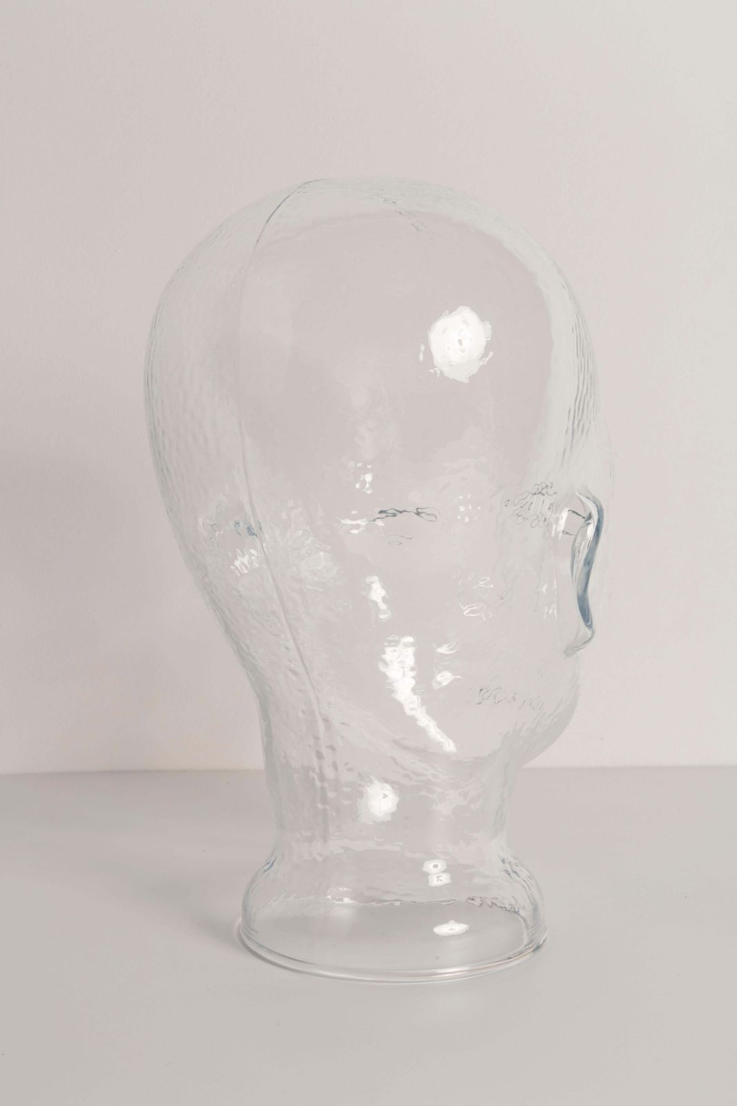 photo furniture Transparent Vintage Decorative Mannequin Glass Head Sculpture, 1970s, Germany