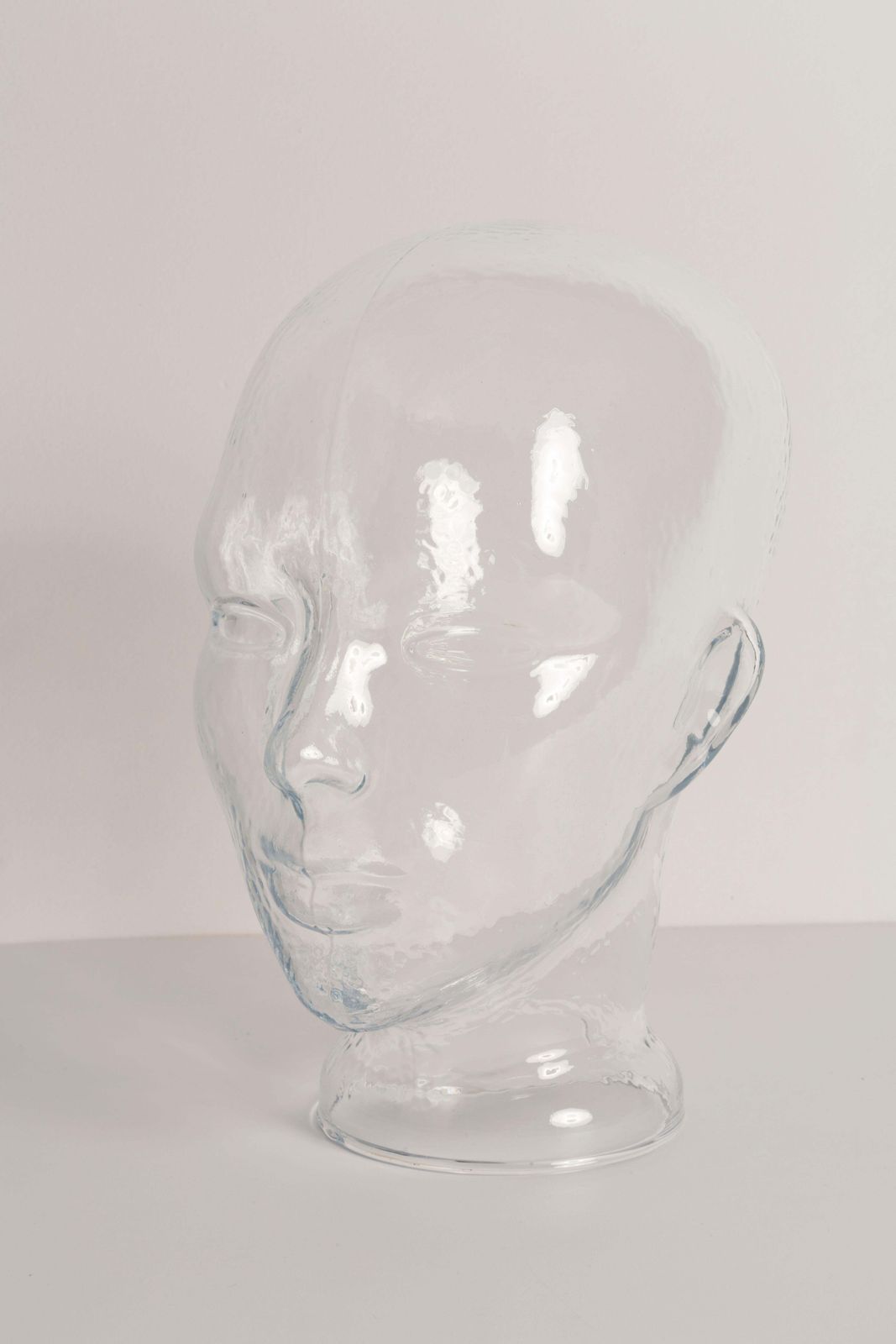 Art Transparent Vintage Decorative Mannequin Glass Head Sculpture, 1970s, Germany photo