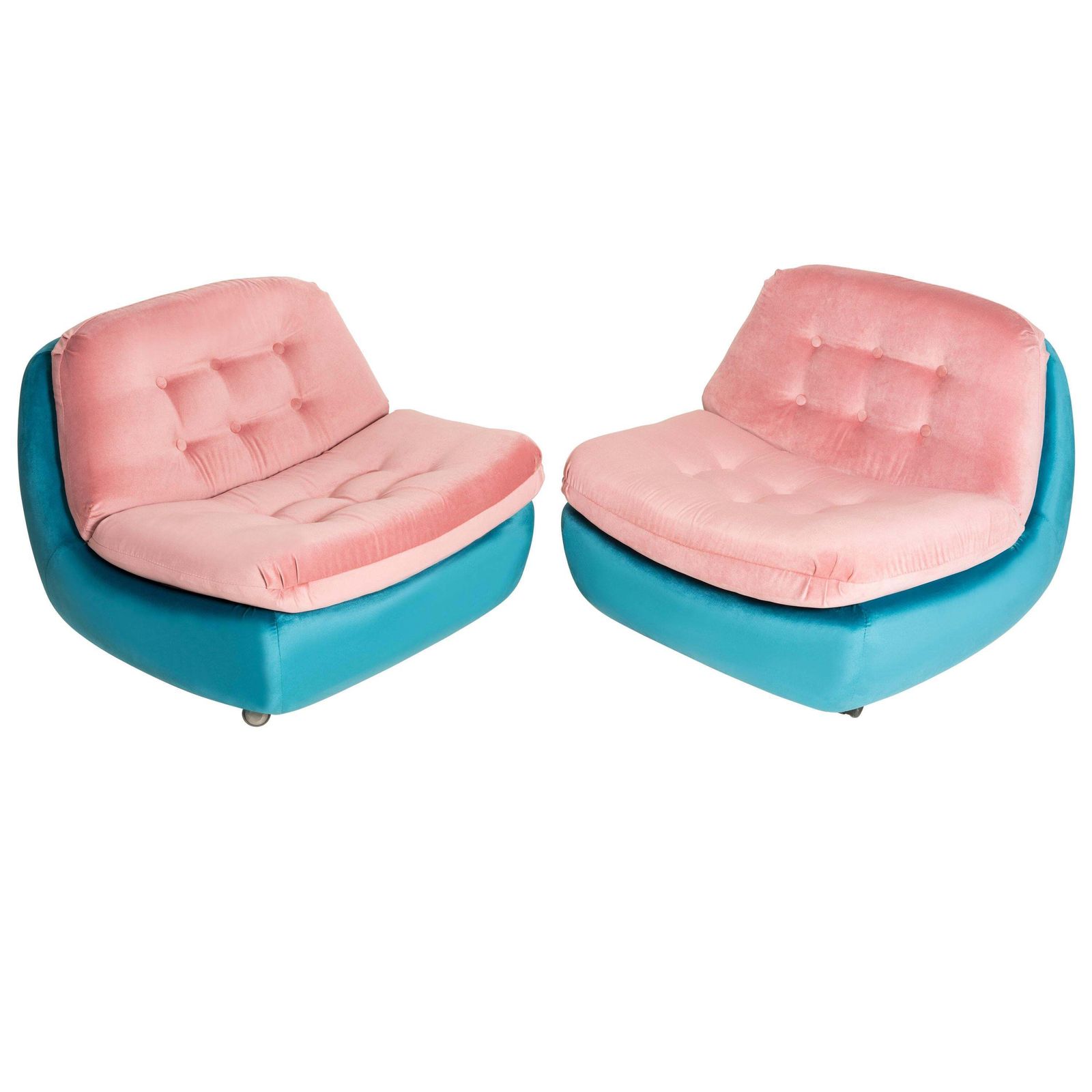 Set Of Two 20th Century Vintage Pink And Blue Atlantis Armchairs, 1960s