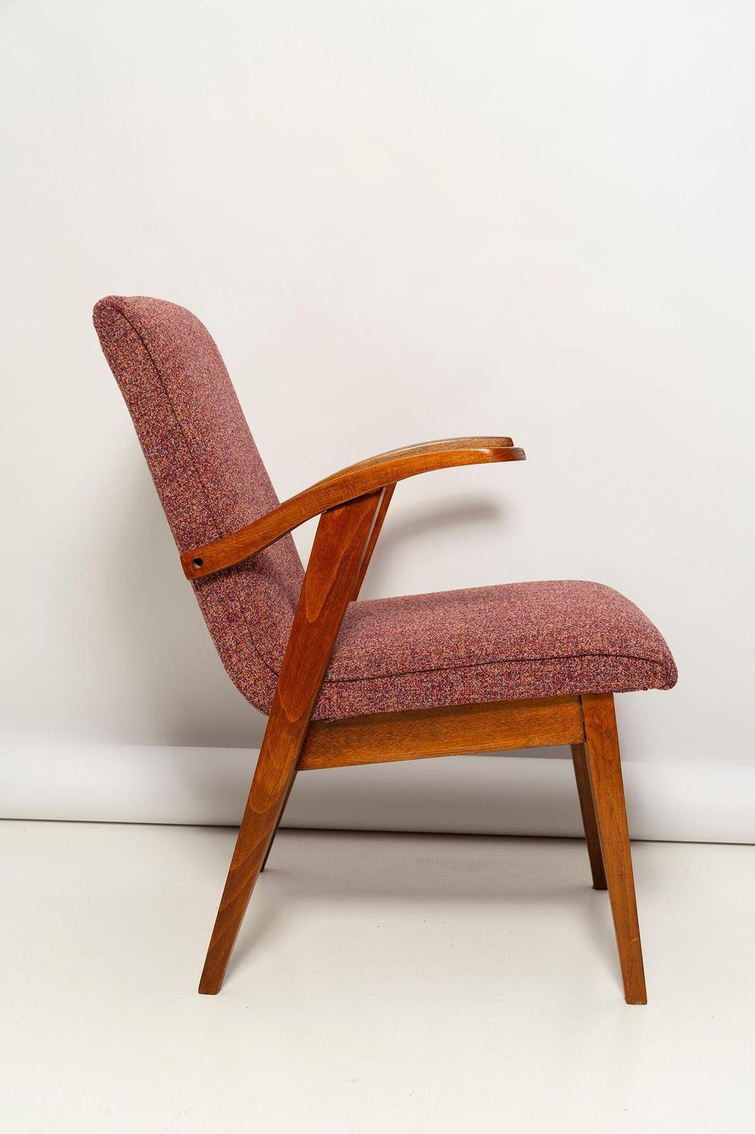 Meubels Zes Mid Century Vintage Fauteuils In Paars Melange, Ontwerp M. Puchala, Europa, Jaren 1960 photo