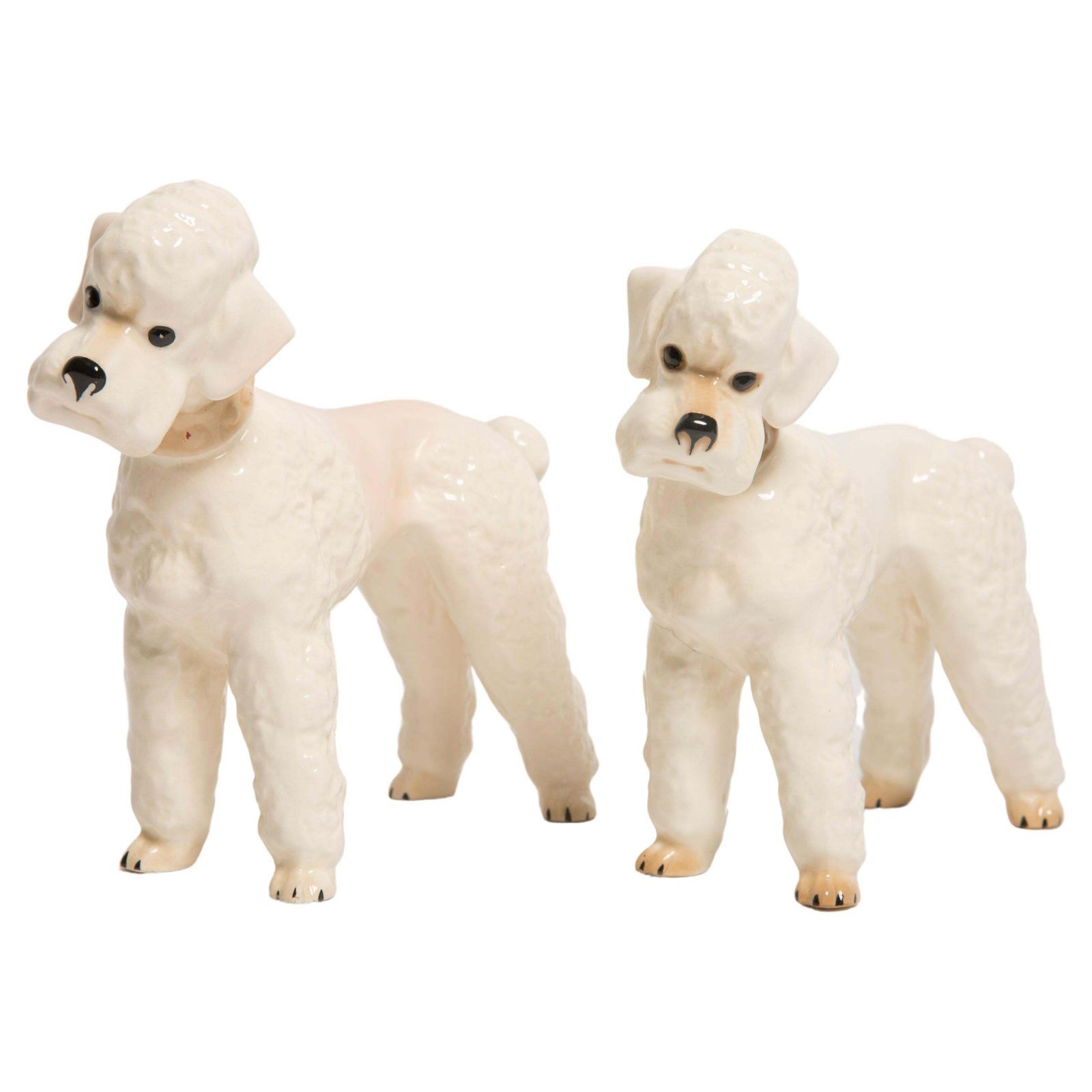 Pair Of Mid Century White Poodle Dogs Sculptures, Italy, 1960s
