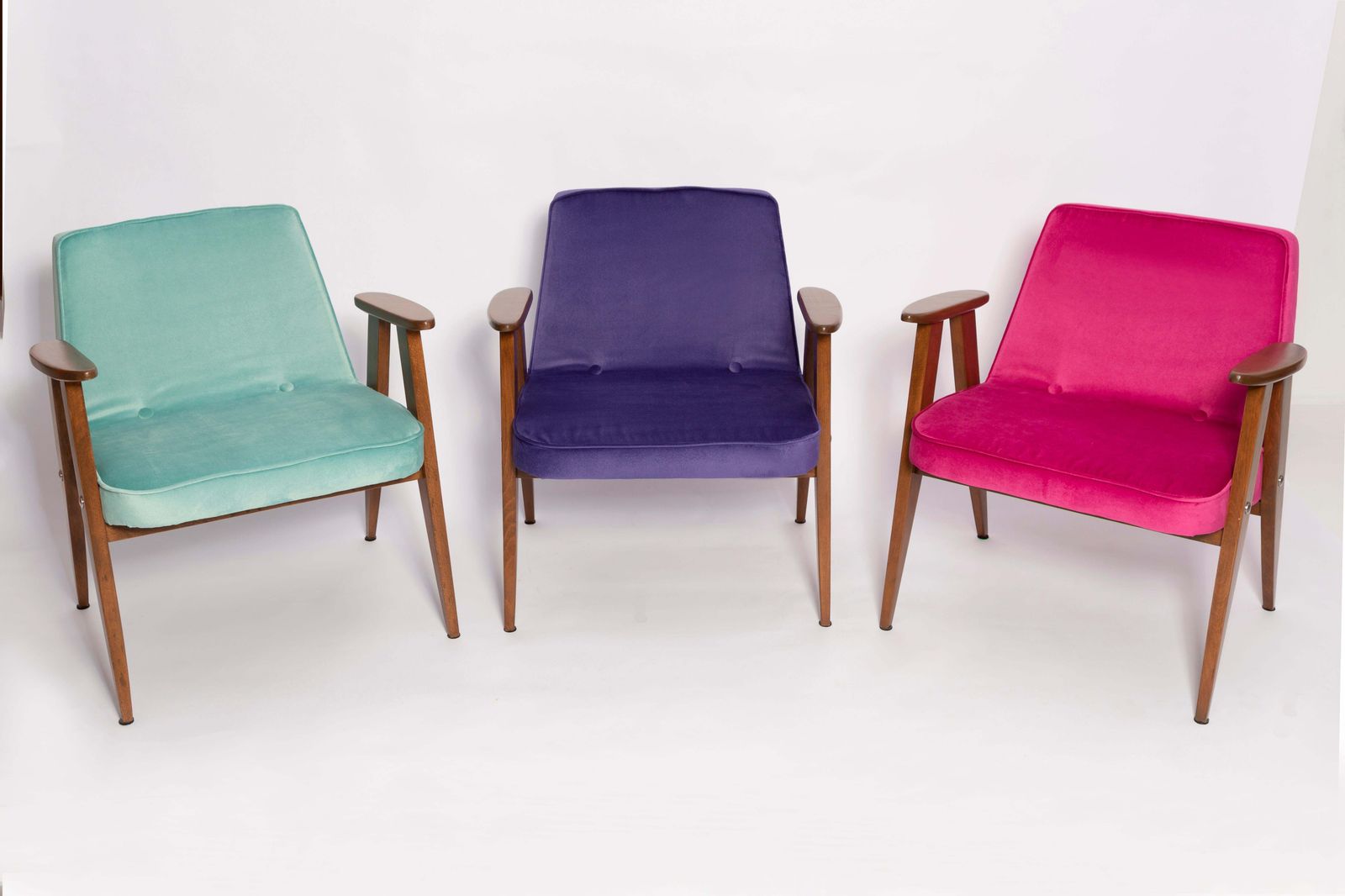 Set Van Zes Mid Century 366 Fauteuils, Fluweel, Jozef Chierowski, Europa 1960 photo furniture