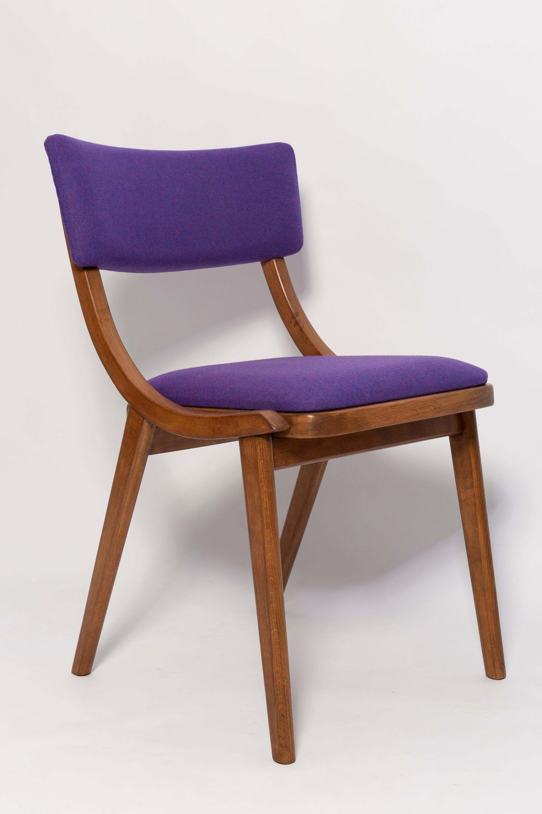 Mid Century Modern Bumerang Chair, Purple Violet Wool, Poland, 1960s photo furniture