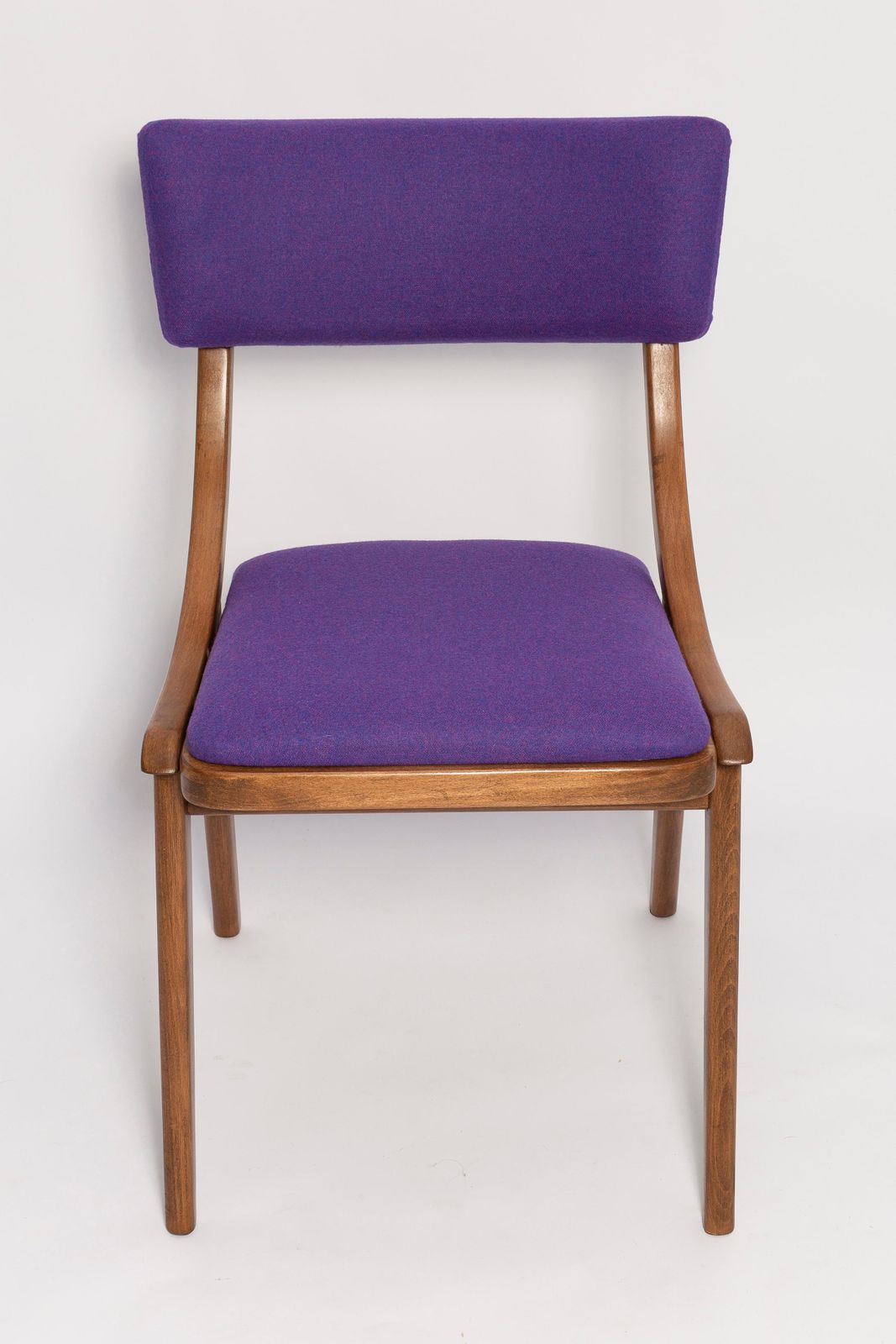 Mid Century Modern Bumerang Chair, Purple Violet Wool, Poland, 1960s photo vintage