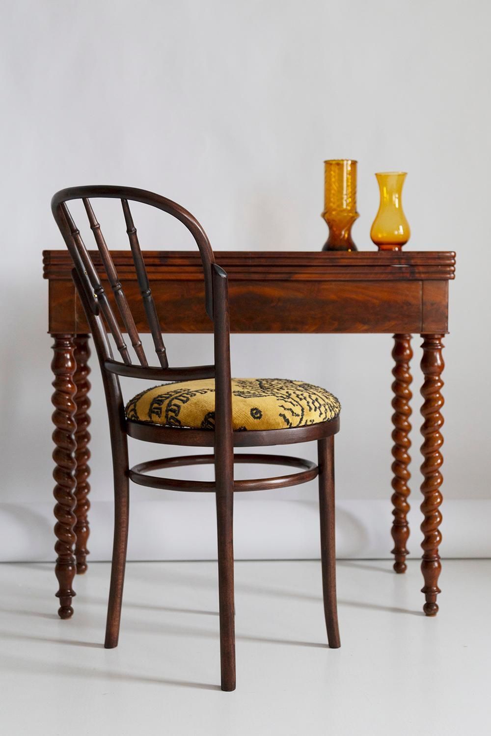 Mid Century Beige Tiger Dedar Velvet Vintage Chair, Fameg Factory, Poland, 1960s photo vintage