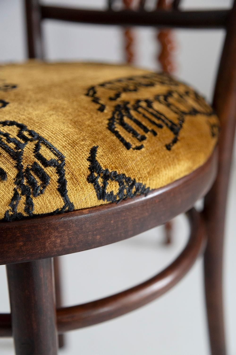 Furniture Mid Century Beige Tiger Dedar Velvet Vintage Chair, Fameg Factory, Poland, 1960s photo