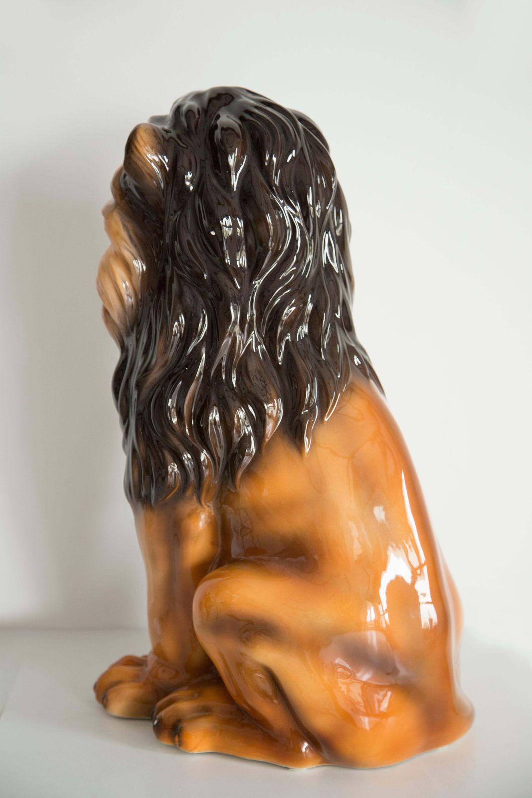 Art Mid Century Hand Painted Ceramic Lion Sculpture, Italy, 1960s photo