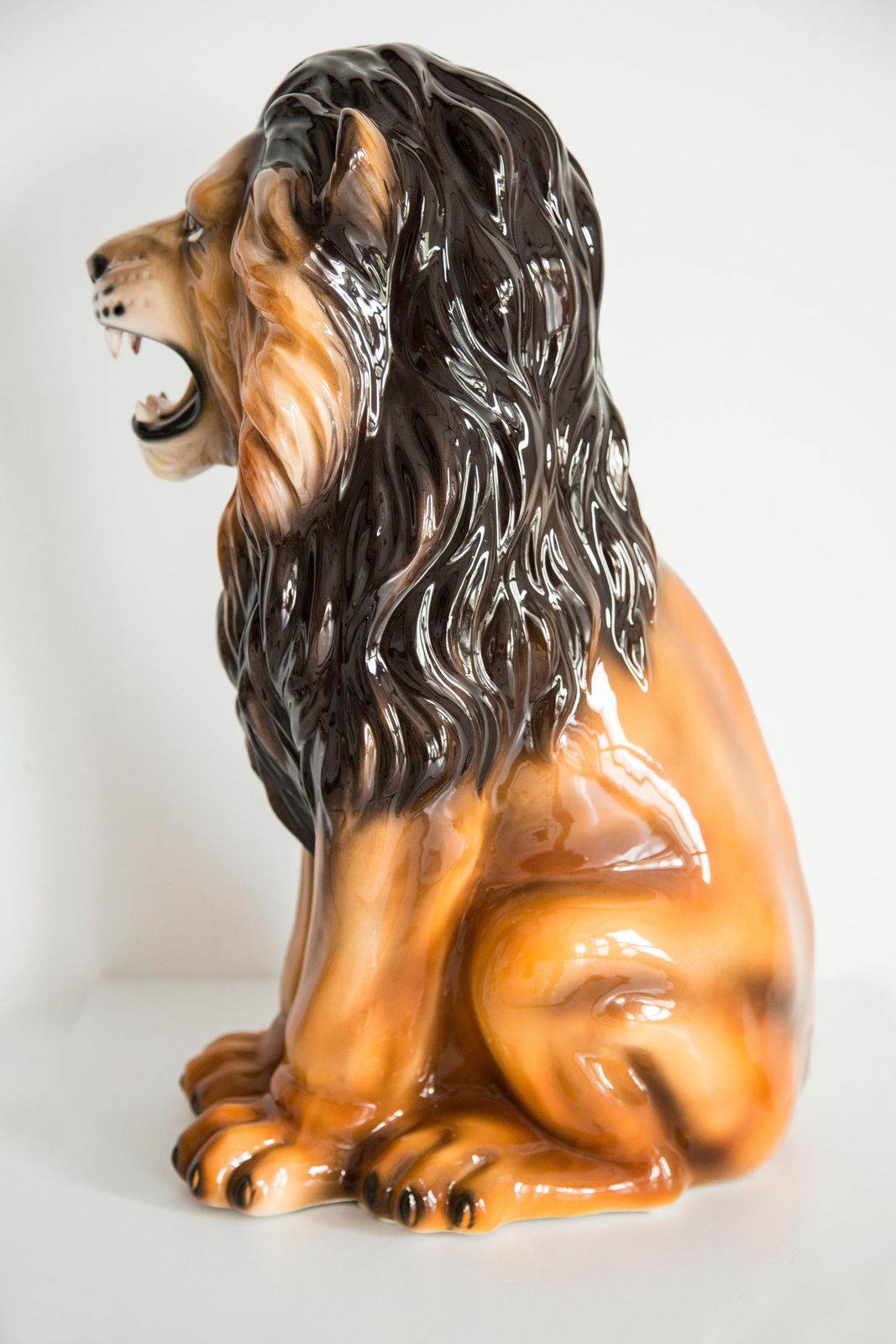 764.0 Mid Century Hand Painted Ceramic Lion Sculpture, Italy, 1960s photo