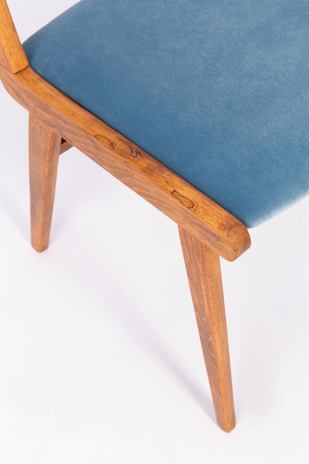 photo buy Set Of Two 20th Century Black And Blue Velvet Chairs, Poland, 1960s
