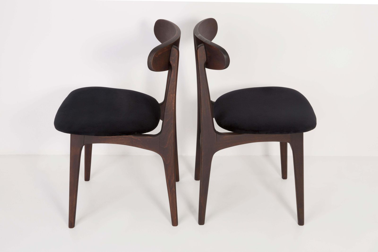 Set Of Two 20th Century Black Velvet Chairs, 1960s photo Furniture