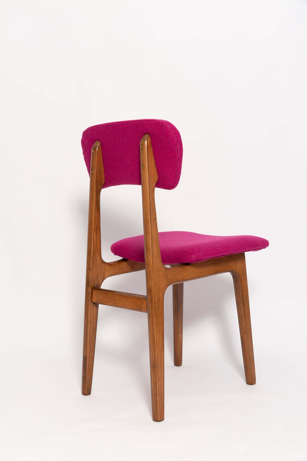 Set Of Six Mid Century Fuchsia Pink Wool Chairs, Rajmund Halas, Europe, 1960s photo vintage
