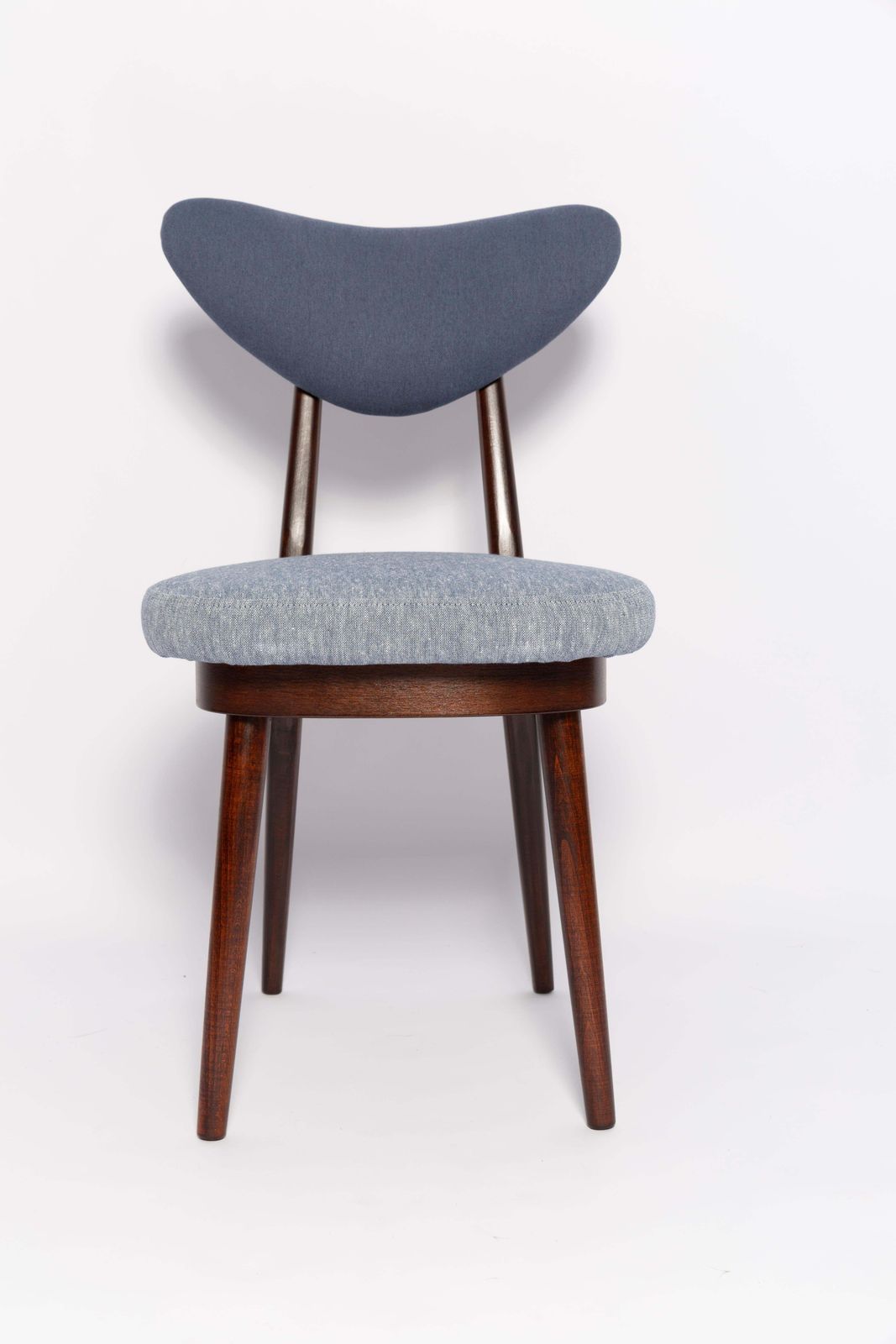 Set Of Six Midcentury Light And Medium Blue Denim Heart Chairs, Europe, 1960s photo buy