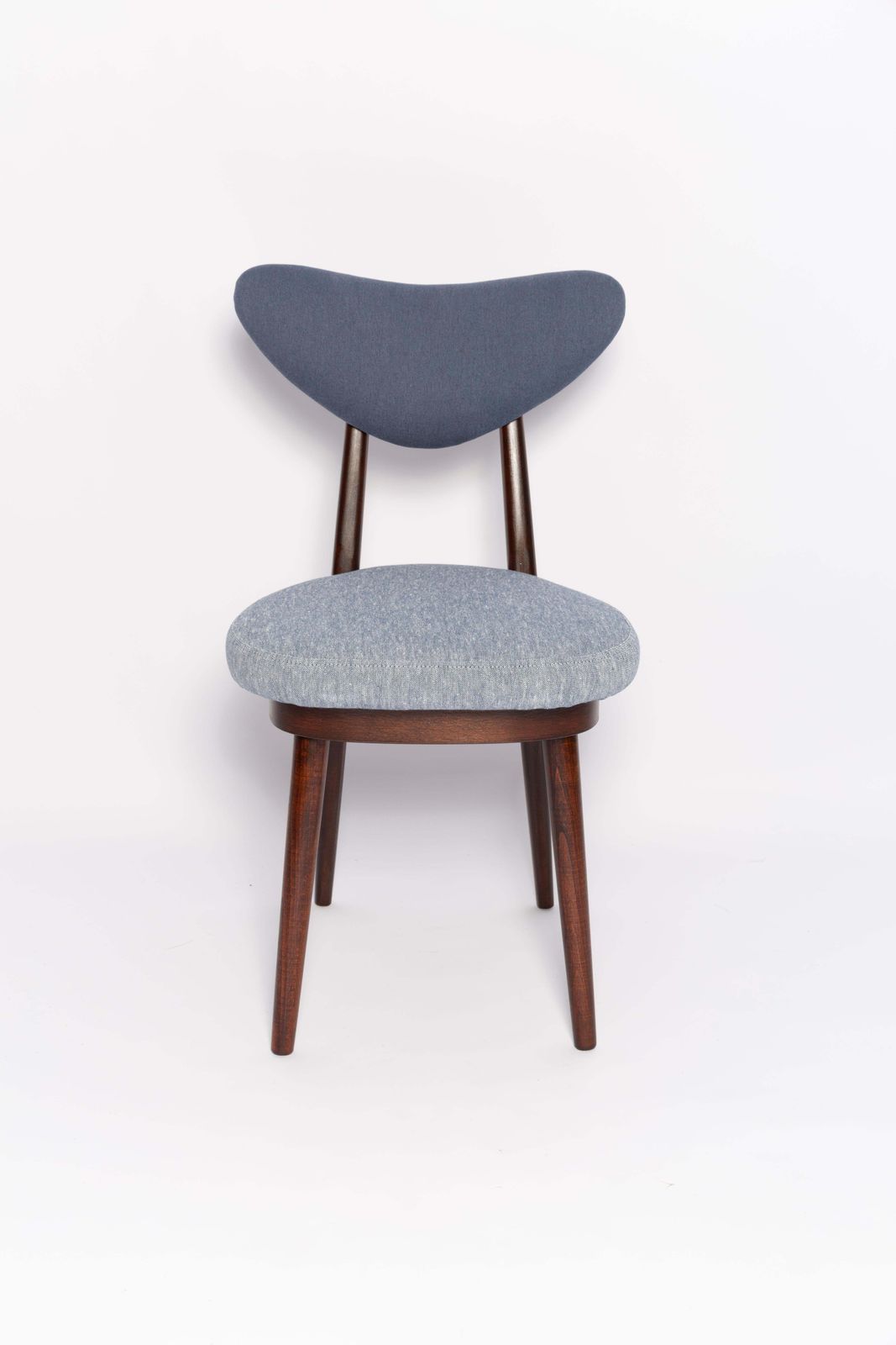 Set Of Six Midcentury Light And Medium Blue Denim Heart Chairs, Europe, 1960s photo vintage