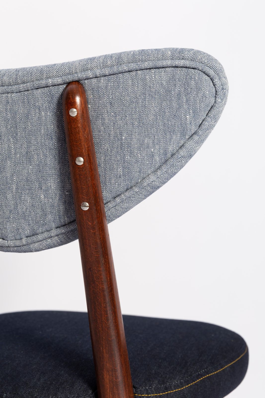 photo furniture Set Of Eight Midcentury Light And Dark Blue Denim Heart Chairs, Europe, 1960s