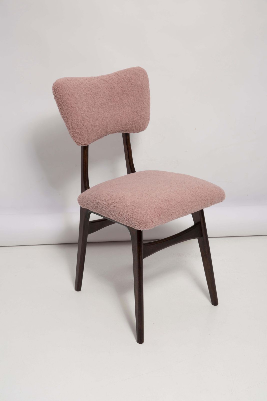 Set Of Six Mid Century Butterfly Dining Chairs, Pink Boucle, Europe, 1960s photo furniture