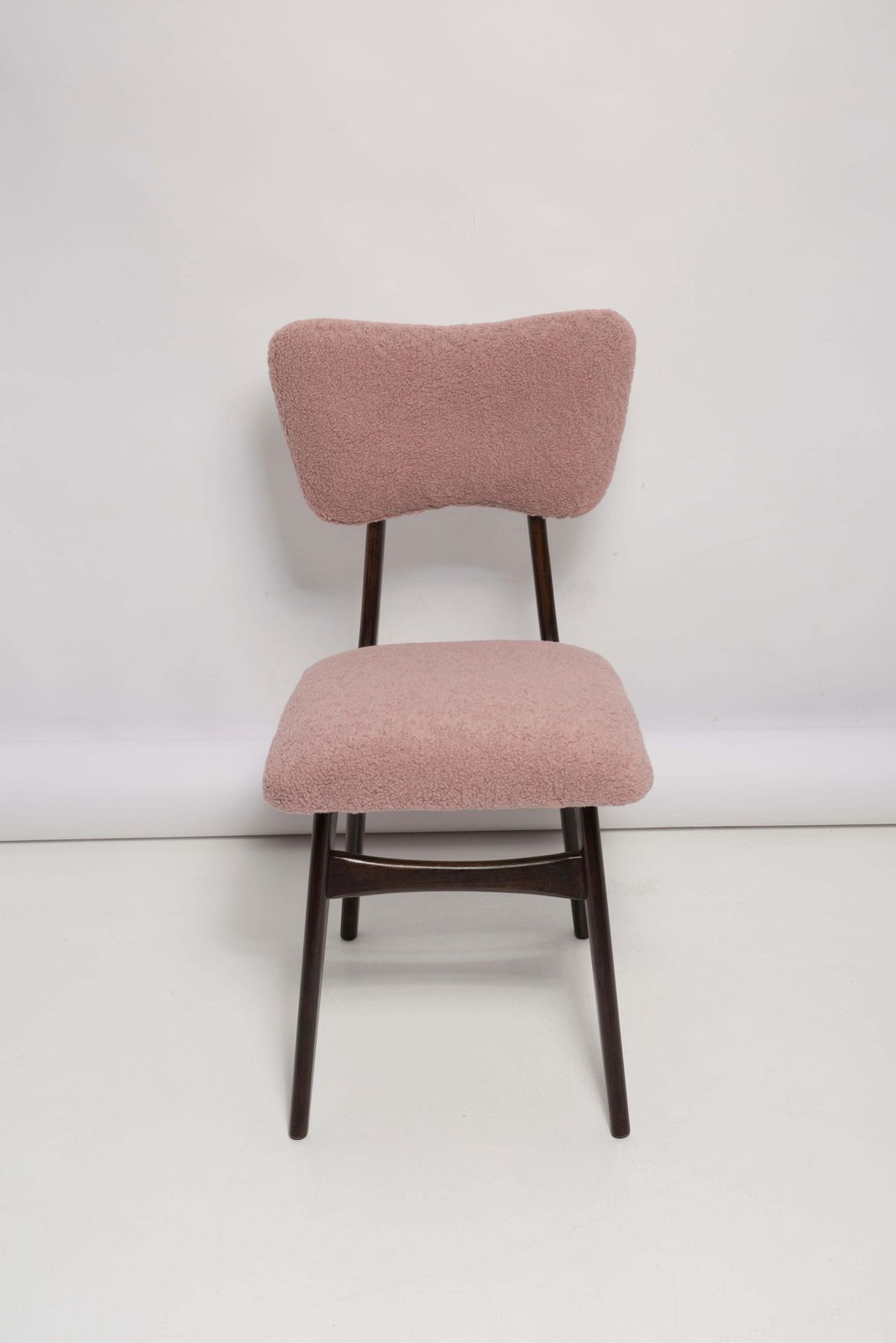 Set Of Six Mid Century Butterfly Dining Chairs, Pink Boucle, Europe, 1960s photo vintage