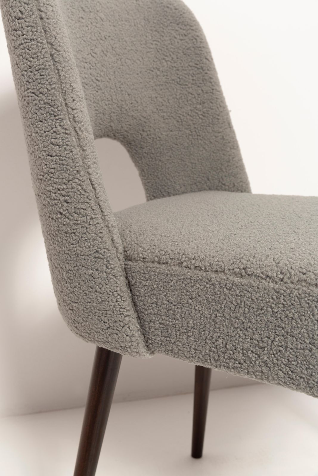 Set Of Seven Gray Boucle 'Shell' Chairs, Dark Beech Wood, Europe, 1960s photo 4162.0