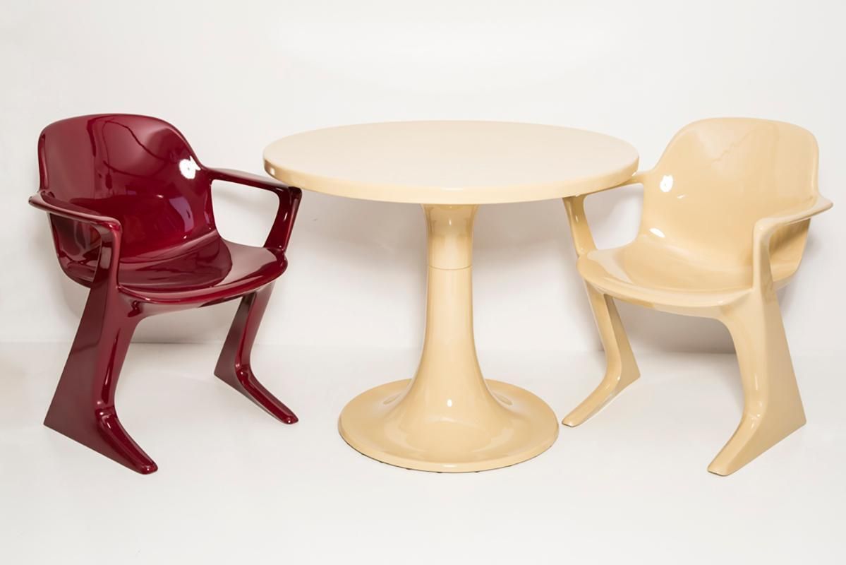 Midcentury Beige And Red Kangaroo Chairs And Table Ernst Moeckl, Germany, 1968 photo 4247.0