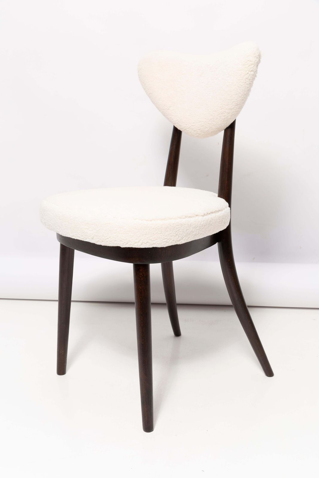 Set Of Eight Light Boucle Heart Chairs, Poland, 1960s photo 4762.0