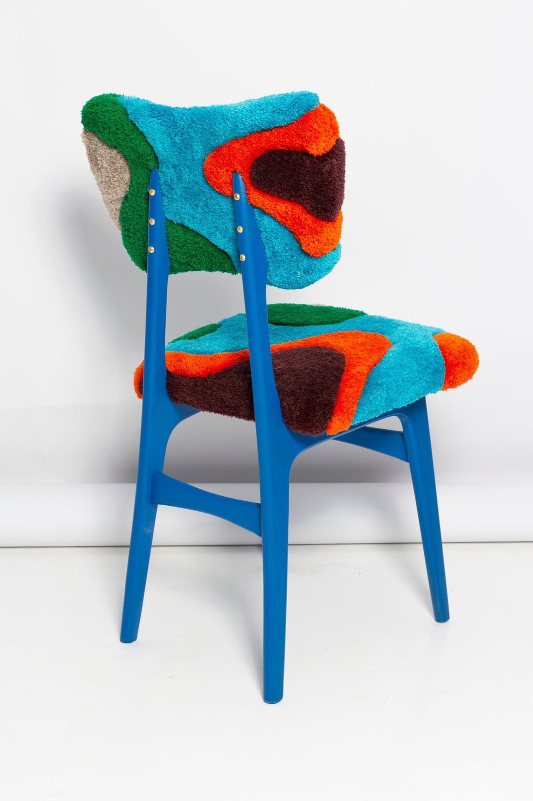 photo buy Set Of Six Midcentury Butterfly & Heart Chairs, Hand Tufting Wool, Europe, 1960s