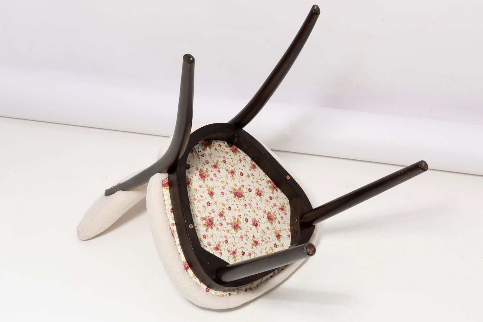 photo for sale Set Of Eight Light Boucle Heart Chairs, Poland, 1960s