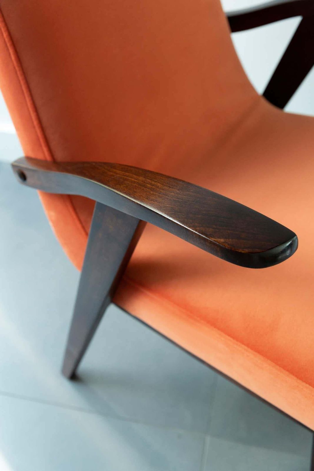 Set Van Zes Vintage Stoelen In Oranje Fluweel Van Mieczyslaw Puchala, Europa, Jaren 1960 photo vinterior