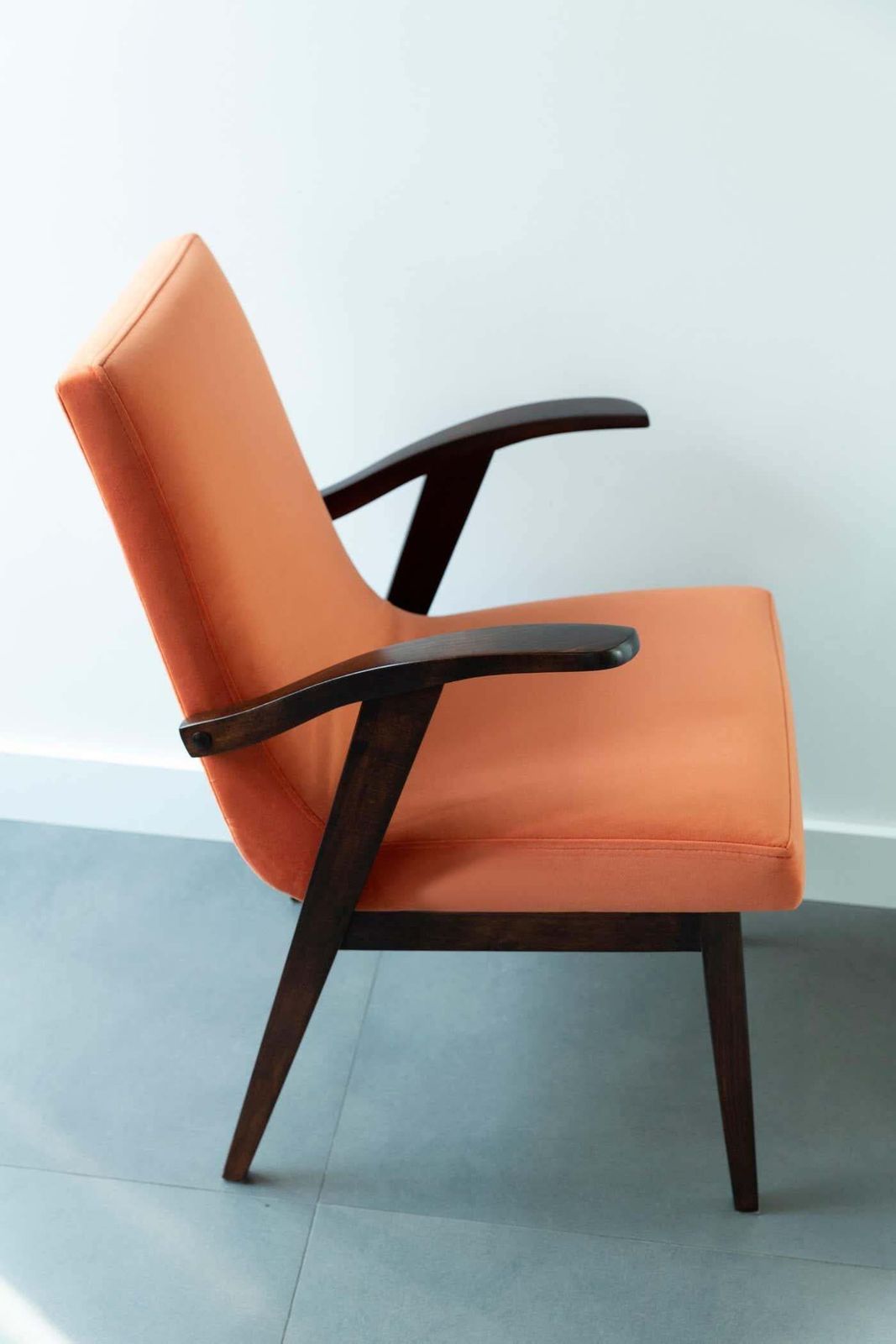 6378.0 Set Of Six Vintage Chairs In Orange Velvet By Mieczyslaw Puchala, Europe, 1960s photo