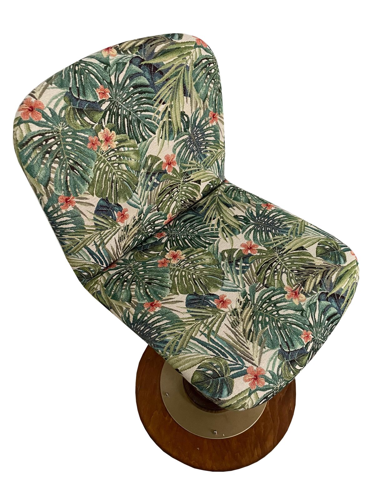 photo furniture Set Of Eight Vintage Flowers And Wood Swivel Bar Stools, Germany, 1960s