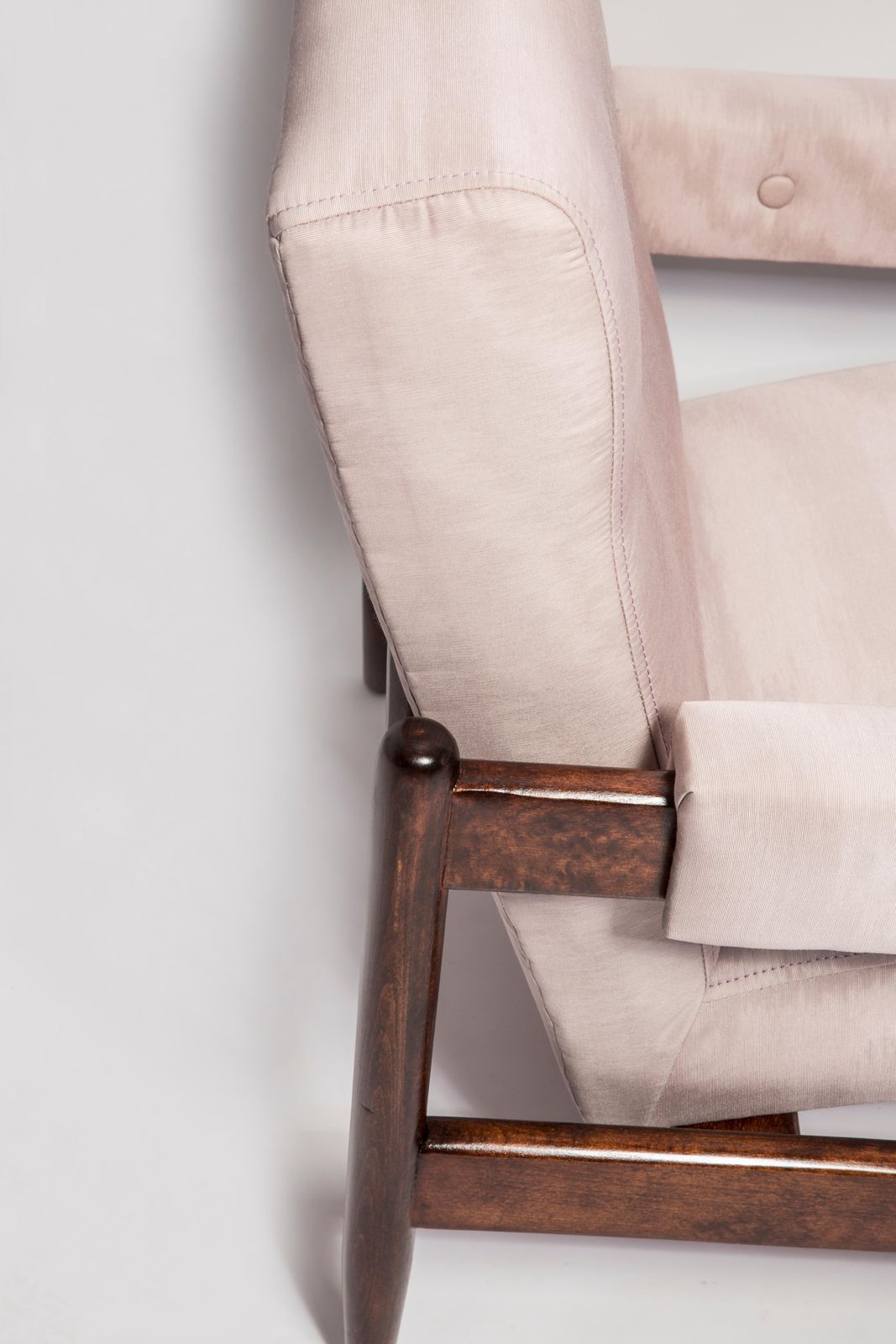 Mid Century Amoir Fou Moiré Purple Pink Armchair, Walnut Wood, Europe, 1960s photo vinterior
